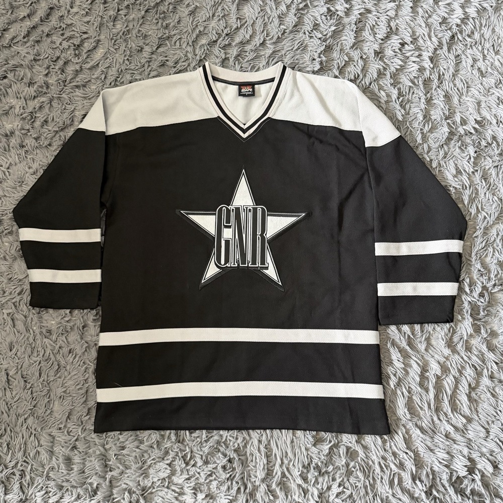 Guns and Roses Hockey Style Long Sleeve Jersey Large Y2K Vintage Rock Tour